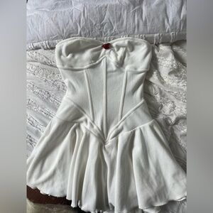 Velvet strapless corset A line dress